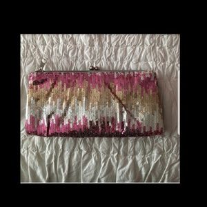 Adorable Holiday Gold/White/Pink Sequin Clutch